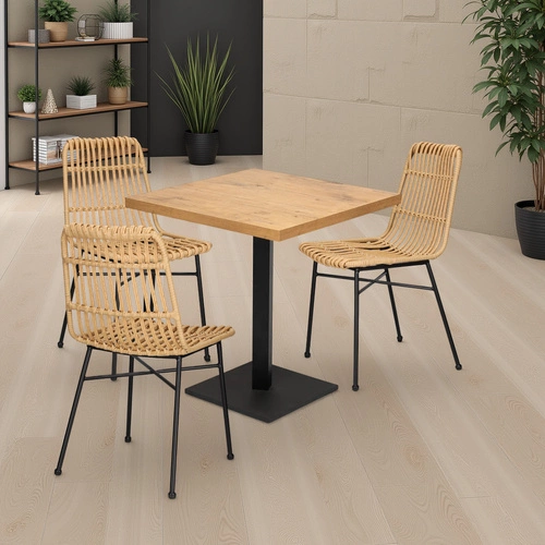 Krzesło Surabaya boho technorattan do ogrodu i na taras, naturalne z czarnymi nogami Intesi