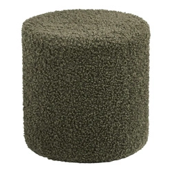 Pufa Ejby teddy zielona okrągła futrzana do salonu i sypialni