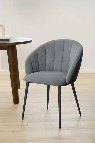Krzesło do jadalni Daniella Actona tapicerowane antracytowe z podłokietnikami nowoczesne