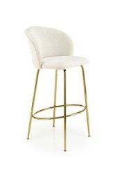 Hoker Paloma kremowy z oparciem glamour na złotych nogach do kuchni i jadalni 75 cm Intesi