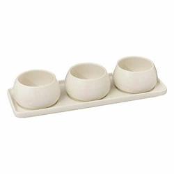 Zestaw do serwowania przystawek Nora biały ceramiczny z 3 miseczkami na tacy 5five simply smart
