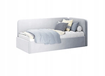 Łóżko pojedyncze tapicerowane Holly 90x200 szare welurowe do pokoju dziecięcego