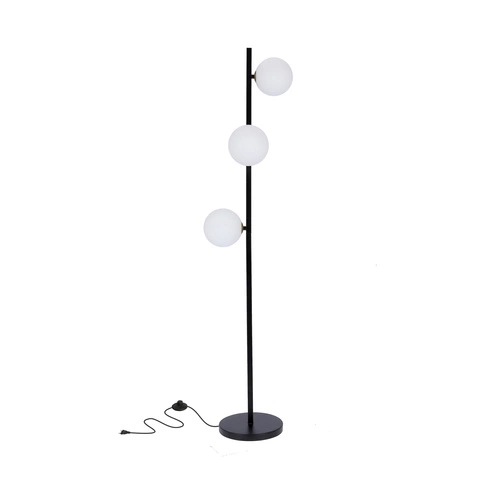 Lampa podłogowa Kama czarny+złoty 3x28W G9 klosz biały