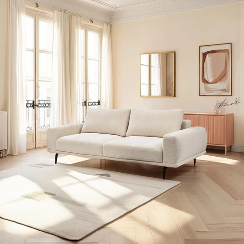 Sofa rozkładana Salmi 3 osobowa z funkcją spania beżowa do salonu styl skandynawski