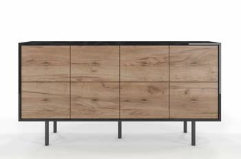 Komoda z szufladami MAUD czarna dąb craft tobacco nowoczesna do salonu i sypialni SKANDICA
