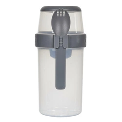 Lunchbox Intesi szary z 3 przegródkami 1,04 l nowoczesny do szkoły i pracy, można myć w zmywarce