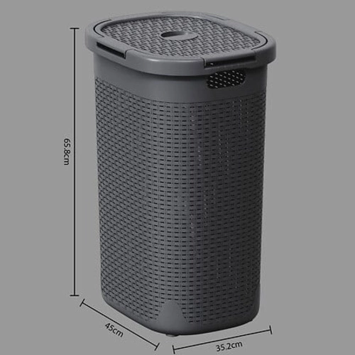 Kosz na pranie 60 l technorattanowy szary nowoczesny do łazienki 5five simply smart
