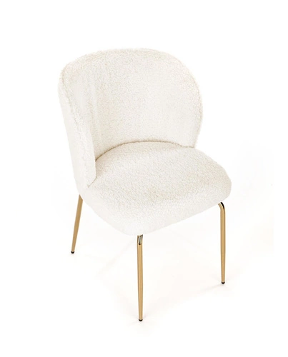 Krzesło do jadalni tapicerowane Leonore boucle kremowe ze złotymi nogami Intesi eleganckie
