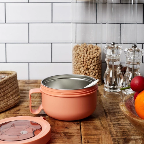 Okrągły Lunch box śniadaniówka pomarańczowy