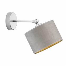 Kinkiet ścienny glamour z welurowym abażurem TETE szary regulowany do sypialni i salonu LYSNE