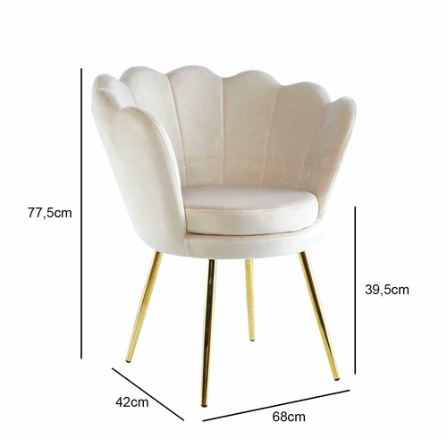 Krzesło tapicerowane welur Fiona Intesi do salonu i toaletki beżowe glamour z podłokietnikami