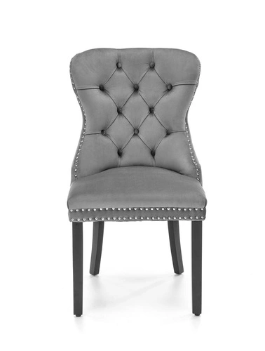 Krzesło tapicerowane welurowe Charlotte szare do jadalni i salonu nowoczesne glamour Intesi