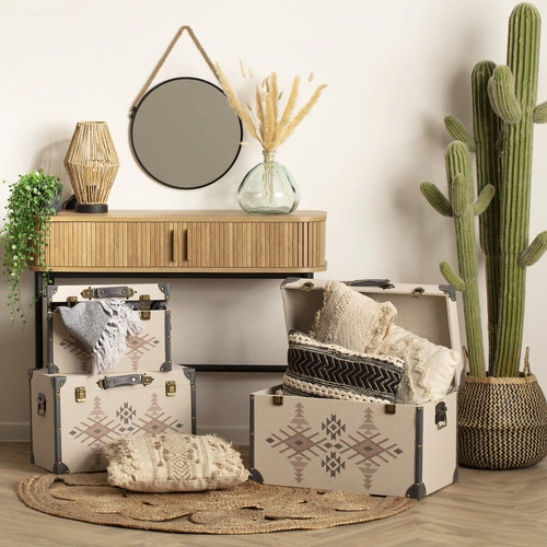 Lampka nocna do sypialni Aissa boho z plecionym kloszem naturalna Atmosphera 32 cm