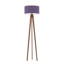 Lampa podłogowa MIAMI abażur fioletowy stelaż mahoniowy