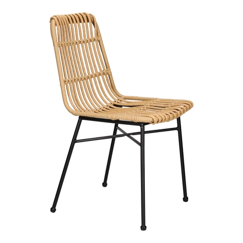 Krzesło Surabaya boho technorattan do ogrodu i na taras, naturalne z czarnymi nogami Intesi