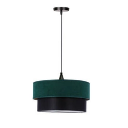Lampa wisząca Solanto czarny 1x60 E27 abażur duo 35+30 but.zieleń\złoto +czarny