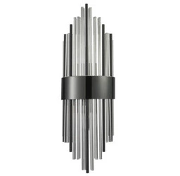 Kinkiet ścienny DRACO czarny 60 cm nowoczesny do salonu i sypialni szkło metal