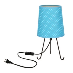 Lampa stołowa Smally czarny 1x40 E14 abażur niebieski kropki