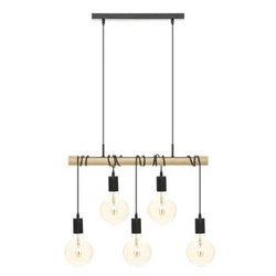 Lampa wisząca Jake industrialna drewniana 5-punktowa regulowana do salonu i kuchni Atmosphera