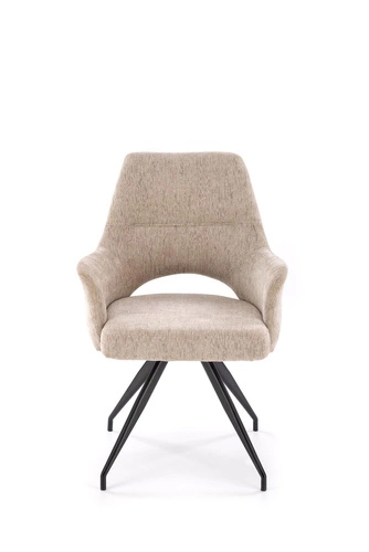 Krzesło obrotowe tapicerowane Naty beżowe Intesi do biura i salonu nowoczesne z podłokietnikami