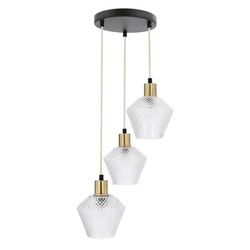 Lampa wisząca Greniko talerz czarny 3x40W E14 klosz bezbarwny
