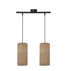 Lampa wisząca Ballo czarny 2x60 E27 abażur orzechowy