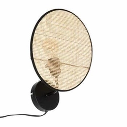 Kinkiet ścienny Olme boho rattanowy czarny z włącznikiem do sypialni i salonu Atmosphera