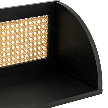 Czarna półka ścienna Raquel 48x18 cm drewniana na książki i dekoracje do salonu Atmosphera