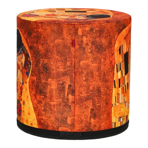 Pufa okrągła Pocałunek Intesi beżowa nowoczesna do salonu i sypialni z zdejmowanym pokrowcem