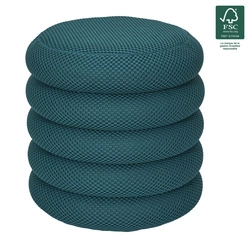 Pufa ze schowkiem Atom Intesi okrągła turkusowa nowoczesna do salonu i sypialni 42 cm