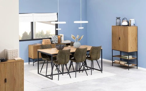 Regał na książki Jaipur dąb czarny 140 cm nowoczesny industrialny z regulowanymi półkami Actona