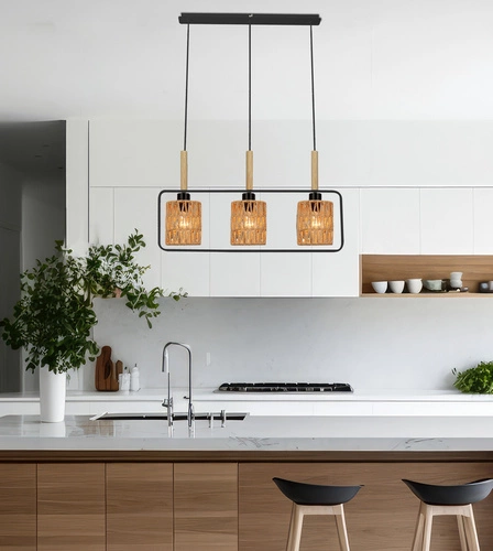 Lampa wisząca Crown czarny 3x40W E27 abażur beżowy