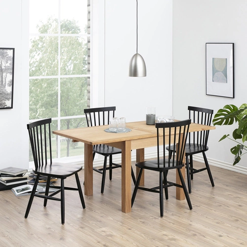 Krzesło drewniane Riano Actona czarne skandynawskie do jadalni i kuchni patyczak