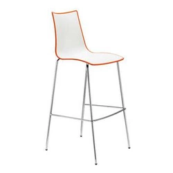 Hoker Zebra 65 cm pomarańczowy nowoczesny z oparciem do kuchni na chromowanych nogach SCAB Design