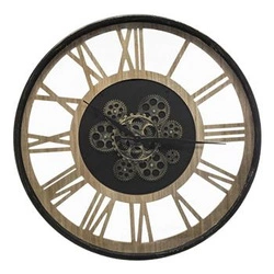 Zegar ścienny retro Paul 57 cm brązowy z widocznym mechanizmem do salonu Atmosphera