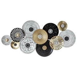 Ozdoba ścienna Met Intesi metalowa złota dekoracja ścienna do salonu nowoczesna 68 cm