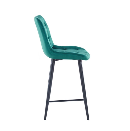 Hoker Poly Low zielony welurowy z oparciem do kuchni i jadalni nowoczesny Intesi