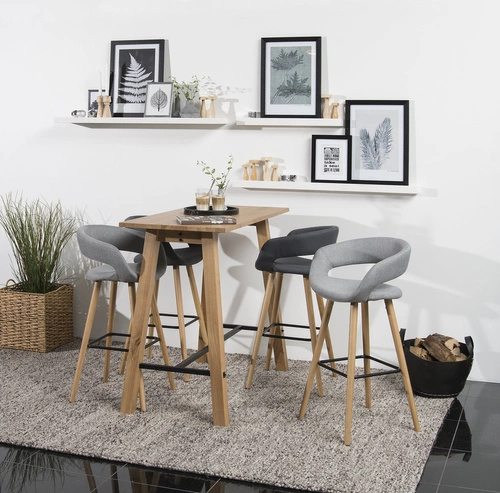 Hoker Grace Actona tapicerowany szary jasny 65 cm z podłokietnikami do wyspy kuchennej