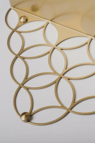 Półka ścienna metalowa Holo Gold POLYHEDRA nowoczesna złota do salonu na książki