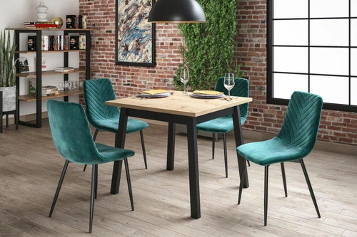 Krzesło tapicerowane Herman Velvet zielone Intesi do jadalni i salonu nowoczesne na czarnych nogach