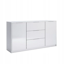 Komoda Merle biała wysoka z szufladami nowoczesna komoda do salonu 160 cm połysk