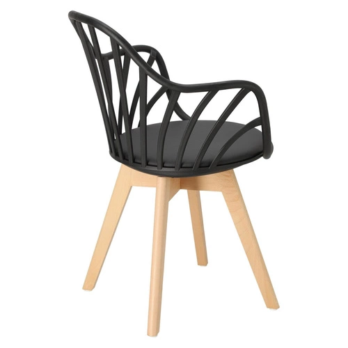 Krzesło do jadalni Sirena Intesi czarne z podłokietnikami, skandynawskie, łatwe czyszczenie