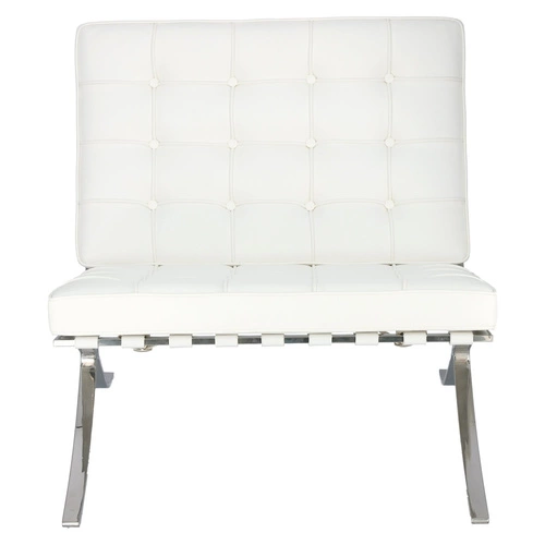 Fotel wypoczynkowy BA1 inspirowany Barcelona do salonu biały ekoskóra nowoczesny glamour