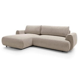 Narożnik z funkcją spania do salonu Ljung lewy nowoczesny beżowy z pojemnikiem Intesi