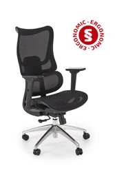 Ergonomiczny fotel biurowy Percas czarny siatkowy obrotowy z regulacją Intesi do biura