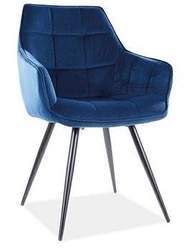 Krzesło tapicerowane Loly Velvet granatowe do jadalni i salonu welurowe z podłokietnikami
