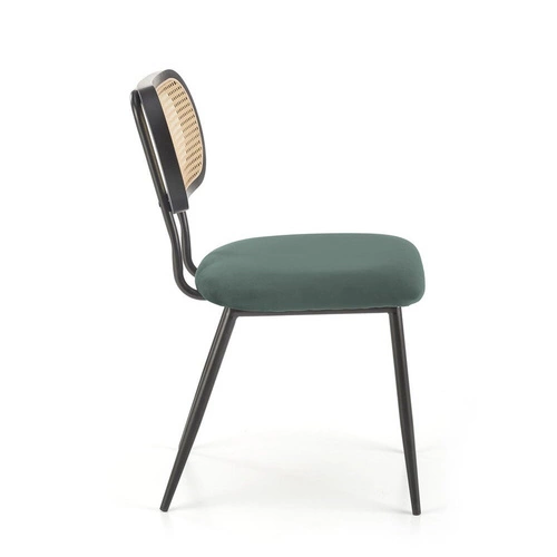 Krzesło tapicerowane welur Sophie zielone do jadalni i salonu nowoczesne na czarnych nogach