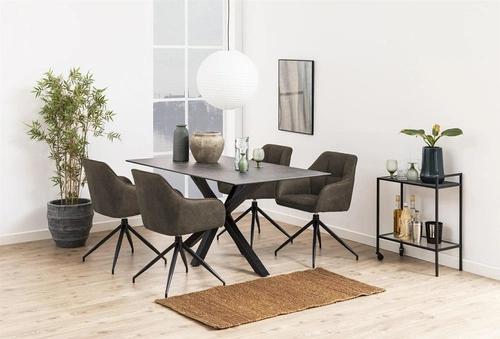 Krzesło tapicerowane Brenda Actona obrotowe z podłokietnikami do salonu brązowe nowoczesne