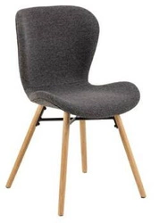Krzesło tapicerowane Batilda Actona antracytowe do jadalni skandynawskie z dębowymi nogami
