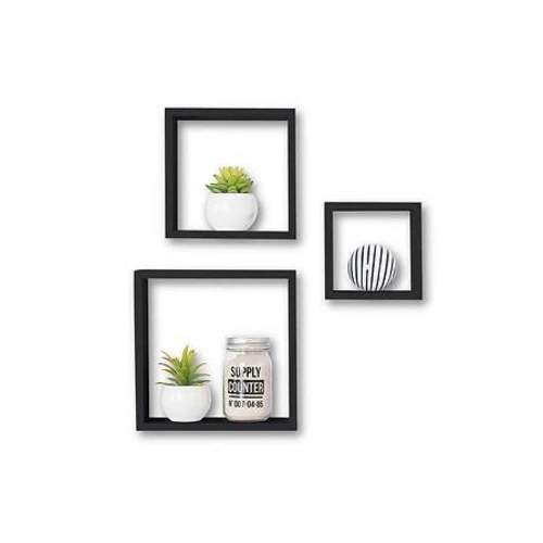 Zestaw 3 czarnych półek ściennych Fixy S loftowych na książki i dekoracje do salonu 5five